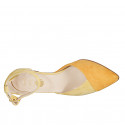 Woman's pointy open shoe with strap in yellow and orange suede heel 6 - Available sizes:  42, 43