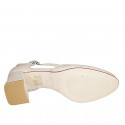 Woman's open shoe with rounded tip and strap in light beige leather heel 6 - Available sizes:  44, 46