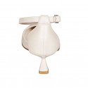 Woman's pointy open shoe with strap in light beige leather heel 6 - Available sizes:  43, 45, 46
