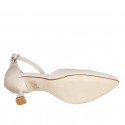 Scarpa aperta a punta da donna con cinturino in pelle beige chiaro tacco 6 - Misure disponibili: 43, 45, 46