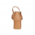 Scarpa aperta a punta da donna con cinturino in pelle cognac tacco 6 - Misure disponibili: 42, 43, 44