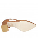 Scarpa aperta a punta da donna con cinturino in pelle cognac tacco 6 - Misure disponibili: 42, 43, 44