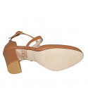 Zapato abierto para mujer con cinturon cruzado en piel color cognac tacon 8 - Tallas disponibles:  43
