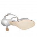 Woman's open shoe with crossed strap in silver laminated leather heel 8 - Available sizes:  42, 45, 46