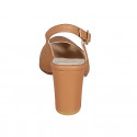 Woman's slingback pump with rounded tip in cognac leather heel 8 - Available sizes:  42