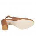 Zapato destalonado a punta redonda para mujer en piel cognac tacon 8 - Tallas disponibles:  42