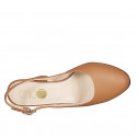 Woman's slingback pump with rounded tip in cognac leather heel 8 - Available sizes:  42