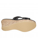 Sabot da donna in tessuto corda nera con strass, plateau e zeppa 7 - Misure disponibili: 42, 43