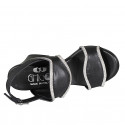 Woman's sandal in black leather with rhinestones and heel 7 - Available sizes:  32, 34, 42, 43