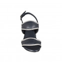 Woman's sandal in blue leather with rhinestones heel 5 - Available sizes:  32, 42, 45