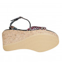 Sandalia para mujer en gamuza negra imprimida multicolor mosaico con cinturon, plataforma y cuña 9 - Tallas disponibles:  43, 44