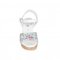 Woman's strap sandal in white multicolored mosaic printed leather with platform and wedge heel 7 - Available sizes:  42, 44