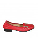 Woman's mocassin in red leather with accessory heel 2 - Available sizes:  32, 43