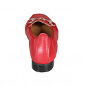 Mocassin pour femmes en cuir rouge avec accesoire talon 2 - Pointures disponibles:  32, 43