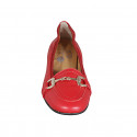 Mocasino para mujer en piel roja con accesorio tacon 2 - Tallas disponibles:  32, 43