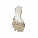 Sabot con strass di cristalli da donna in pelle laminata platino tacco 8 - Misure disponibili: 42