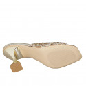 Mule avec strass en cristal pour femmes en cuir lamé platine talon 8 - Pointures disponibles:  42