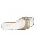 Sabot con strass di cristalli da donna in pelle laminata platino tacco 8 - Misure disponibili: 42