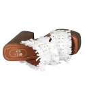 Mule pour femmes avec plateforme, franges et goujons en cuir, daim et raphia blanc talon 12 - Pointures disponibles:  42, 43, 45