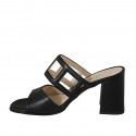 Woman's mules with squared holes in black leather heel 8 - Available sizes:  43