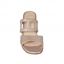 Sabot da donna con fori quadrati in pelle laminata rame tacco 8 - Misure disponibili: 43