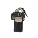 Sandale pour femmes avec boucles réglables en cuir noir talon 6 - Pointures disponibles:  32, 33, 43, 44