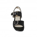Sandale pour femmes avec boucles réglables en cuir noir talon 6 - Pointures disponibles:  32, 33, 43, 44
