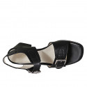 Sandale pour femmes avec boucles réglables en cuir noir talon 6 - Pointures disponibles:  32, 33, 43, 44