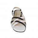Sandale pour femmes en cuir blanc et noir avec tissu transparent et elastique talon 2 - Pointures disponibles:  32, 33, 42, 44