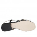 Sandale pour femmes en cuir blanc et noir avec tissu transparent et elastique talon 2 - Pointures disponibles:  32, 33, 42, 44