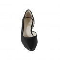 Woman's pump with sidecut in black leather heel 5 - Available sizes:  44, 45