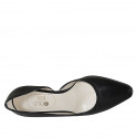 Scarpa aperta al lato da donna in pelle nera tacco 5 - Misure disponibili: 44, 45