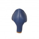 Escarpin pour femmes à côté ouvert en cuir bleu talon 5 - Pointures disponibles:  42, 43, 44