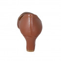 Woman's pump with sidecut in cognac brown leather heel 5 - Available sizes:  32, 42, 43, 44