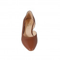 Woman's pump with sidecut in cognac brown leather heel 5 - Available sizes:  32, 42, 43, 44