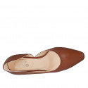 Escarpin pour femmes à côté ouvert en cuir cognac talon 5 - Pointures disponibles:  32, 42, 43, 44