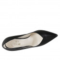Escarpin à bout pointu a V pour femmes en cuir noir avec talon 9 - Pointures disponibles:  31