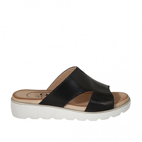 Sabo para mujer en piel negra con cuña 3 - Tallas disponibles:  42