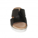Woman's mule in black leather with wedge heel 3 - Available sizes:  42