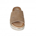 Sabot da donna in pelle stampata beige zeppa 4 - Misure disponibili: 42
