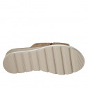Woman's mule in beige printed leather wedge heel 4 - Available sizes:  42