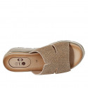 Sabot da donna in pelle stampata beige zeppa 4 - Misure disponibili: 42