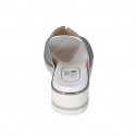 Woman's mule in light blue printed leather wedge heel 4 - Available sizes:  42