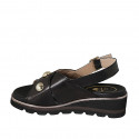 Sandalo da donna in pelle nera con borchie zeppa 4 - Misure disponibili: 42