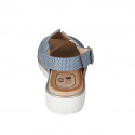 Woman's sandal in light blue printed leather wedge heel 3 - Available sizes:  42