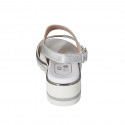 Woman's sandal in silver laminated and printed leather wedge heel 4 - Available sizes:  45