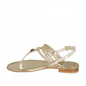 Woman's thong sandal in platinum laminated printed leather with rhinestones heel 1 - Available sizes:  43