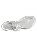 Sandale entredoigt pour femmes en cuir imprimé lamé argent avec strass talon 1 - Pointures disponibles:  42, 43