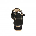 Woman's thong sandal in black suede with squared crystal rhinestones heel 4 - Available sizes:  33, 42, 45