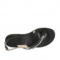 Sandale entredoigt pour femmes en cuir noir avec strass en cristal talon 4 - Pointures disponibles:  42, 43, 44, 46